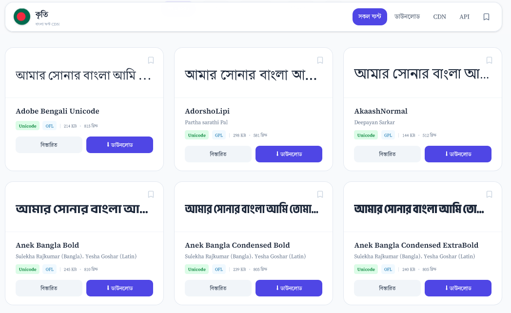 Kriti: the Bangla Font Manager